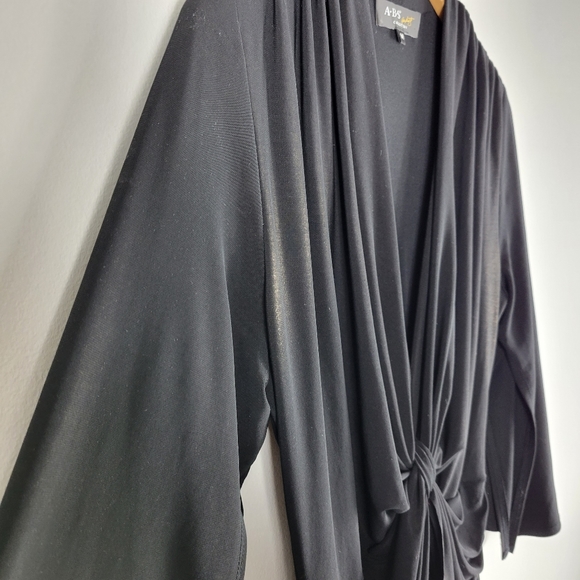 A.B.S Allen Shwartz Ruched Knotted Front V Neck Kimono Sleeve Sheath Dress - Picture 4 of 9